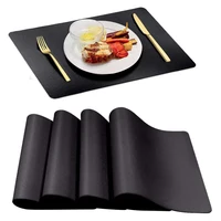 Black Placemat Faux Leather Polyester Mat for Kitchen Dining Stain-Resistant Christmas Decorations for Home Table