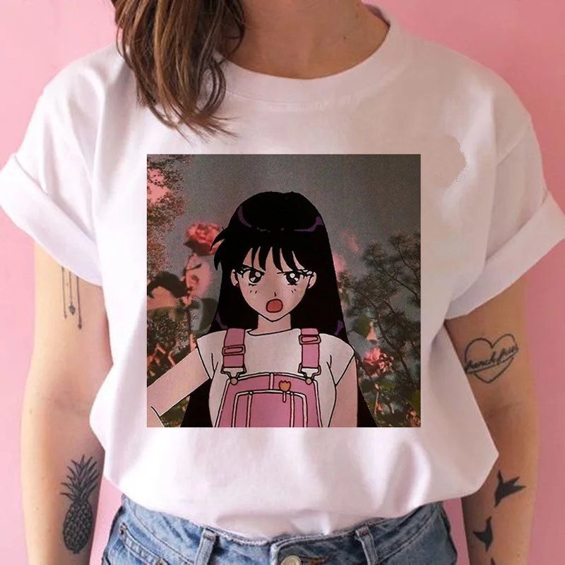 Ulzzang японский каваи футболка смешная Сейлор Мун Футболка женская графика ulzzang