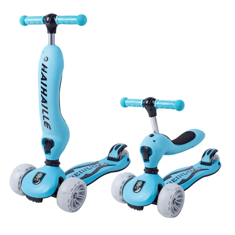 

Children's 3-in-1 Luge Flash Skateboard 1-3-6 Years Old Baby Kids 4-Wheel Single-Foot Pulley Kids Scooters