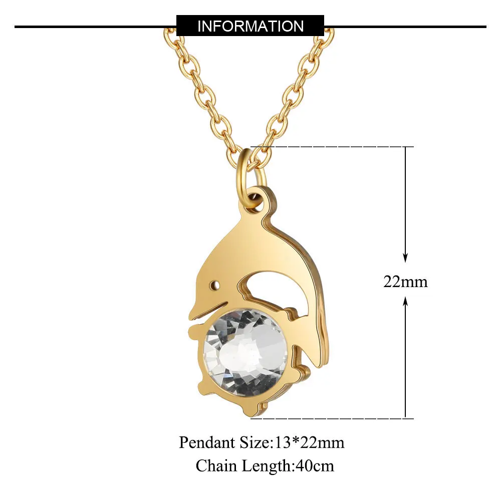 Супер модное большое хрустальное ожерелье из 100% нержавеющей стали с дельфином