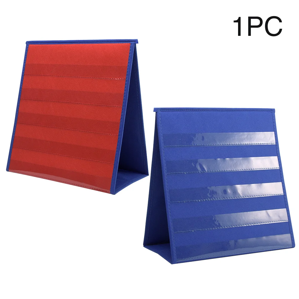 

Portable Pocket Chart Self Standing Funny Desk Folding Student Classroom Kindergarten Number Display Double Sided 5 Slots Home