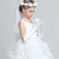 long bow childrens dress gloves satin pink and white ceremonial gloves