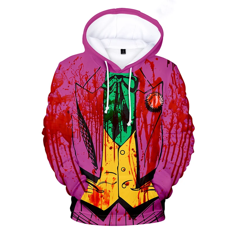 

2021 Cartoon Characters Red Joker Hoodie Smiley face Suit Tie Dyeing Plus Size Men Hoodies 6XL