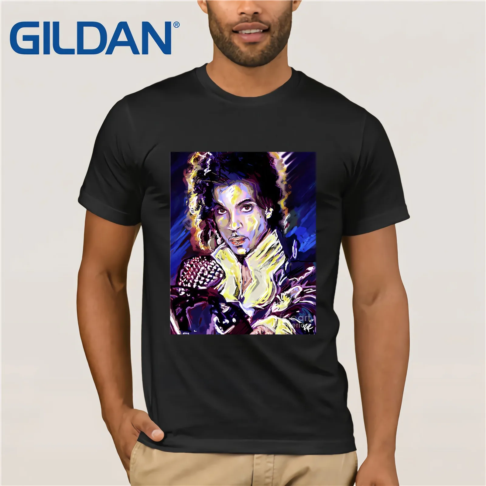 Повседневная хлопковая Футболка с круглым вырезом принтом Принц фиолетовый