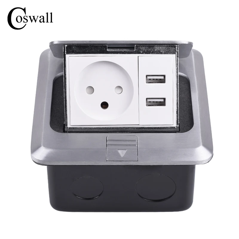 Полностью алюминиевая панель Coswall мягкая Выдвижная напольная розетка 16 А