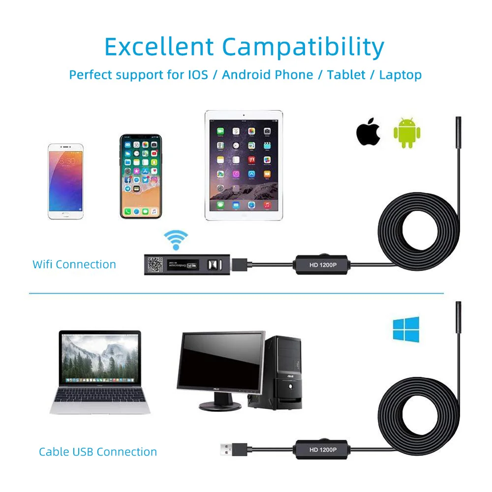 Фото Usb-камера-эндоскоп с Usb-портом и поддержкой Wi-Fi Безопасность защита Usb-камера-эндоскоп с Usb-портом и поддержкой Wi-Fi Безопасность защита