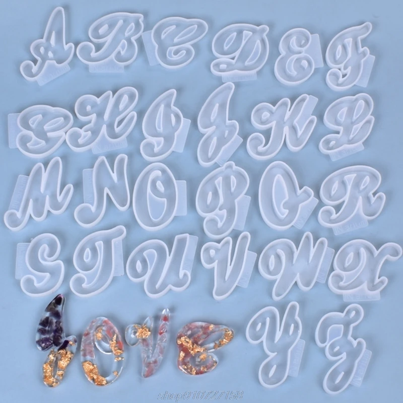 

26Pcs/Set DIY Crafts English Letters Crystal Epoxy Resin Mold A-Z Alphabet Shaped Pendant Key Chain Silicone N11 20 Dropship