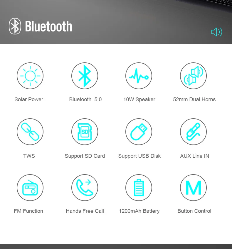 Беспроводная стерео музыкальная шкатулка автоматическая зарядка от солнечной