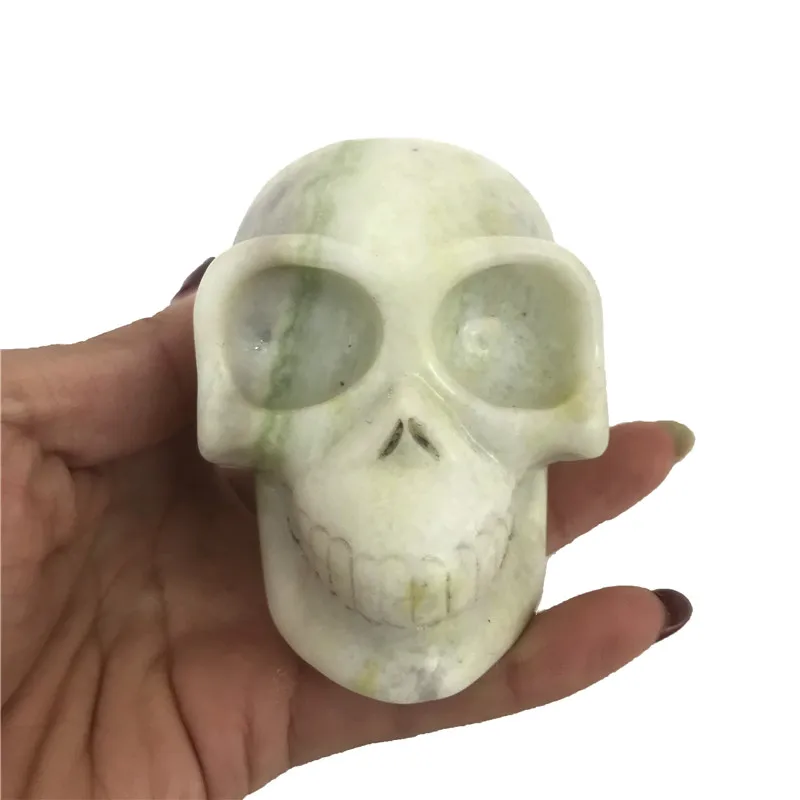 Ручной резной Натуральный череп статуи камень Исцеление Хрустальные черепа