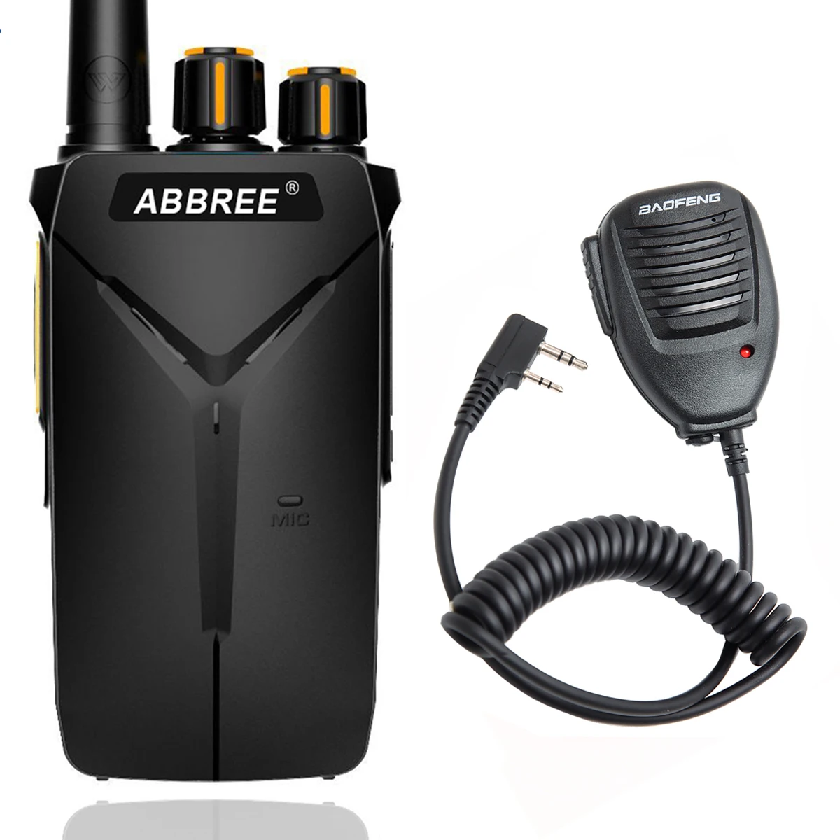 ABBREE AR-F1 10 км Большая дальность мощная рация Портативный CB 5 Вт UHF 400-470 МГц любительский двухполосный радиоприемник - Цвет: add speaker