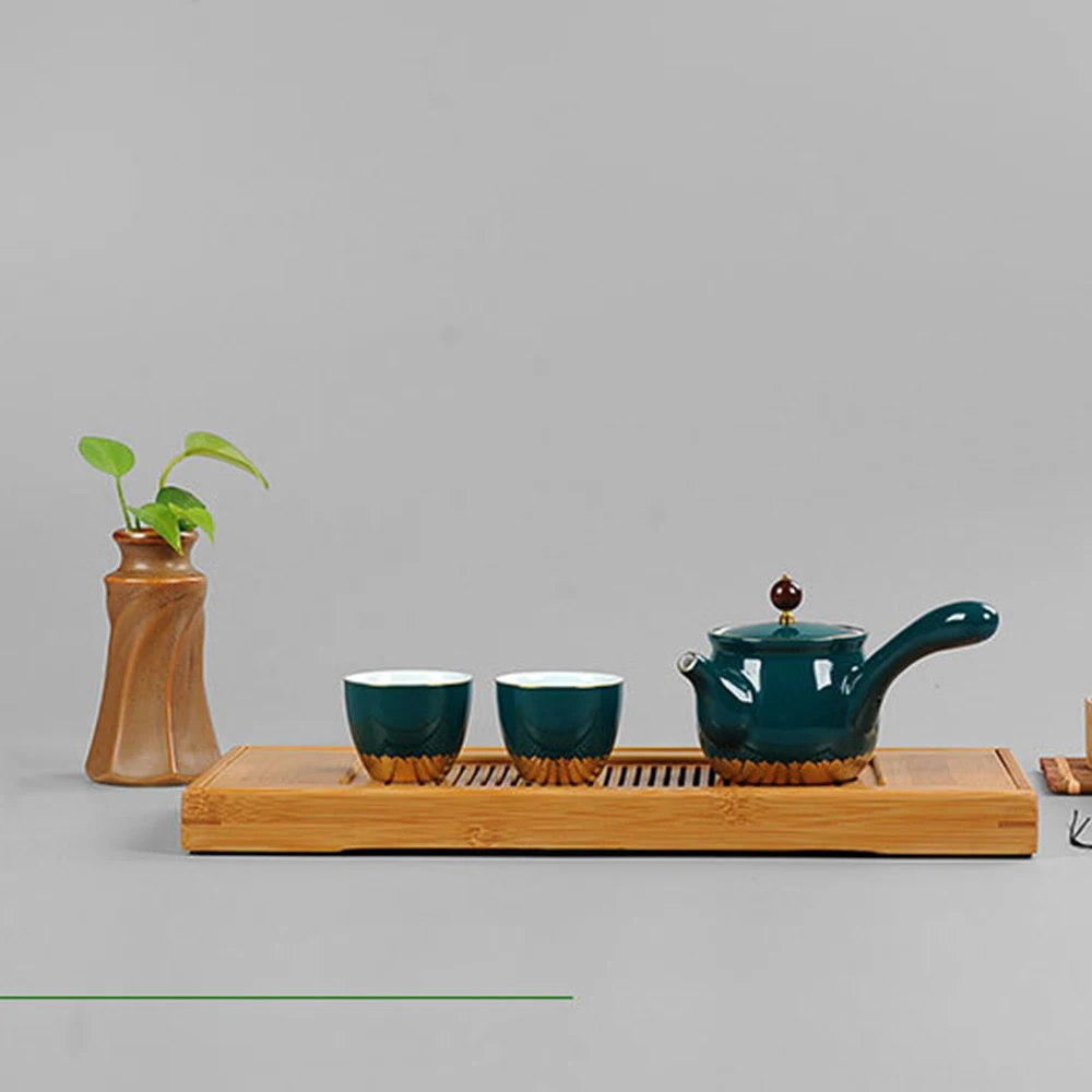 

Bamboo Tea Trays Chinese Tea Serving Kung Fu Tea Trays Eco-Friendly Table Water Storage Trays Dry Bubble Table for Home Office