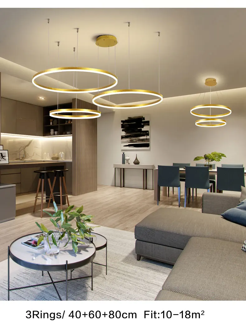 Fashion Modern Led Chandelier Circel Rings Ceiling Chandelier Lighting For Living room Dining room Hotel Lighting Fixtures Lamps