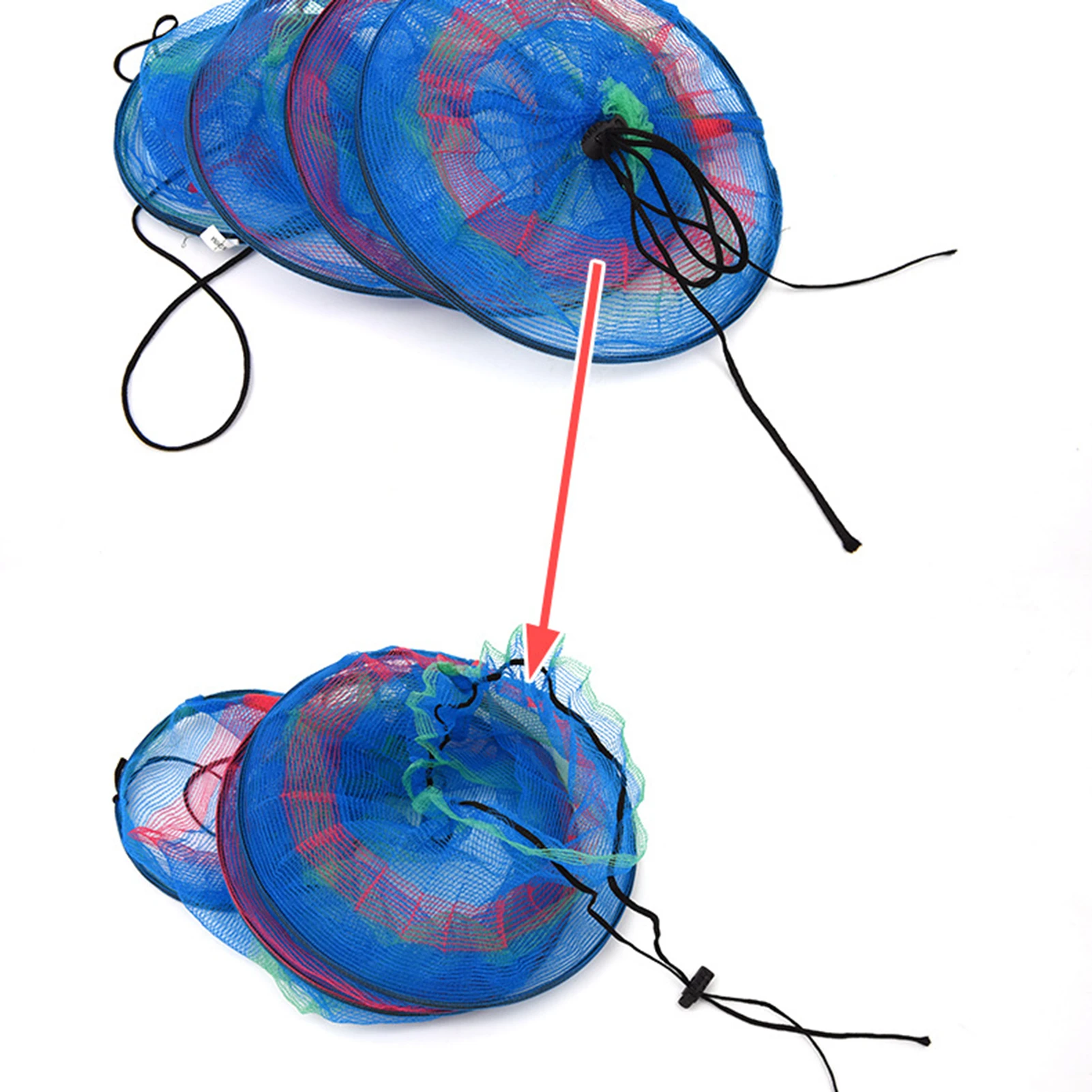 Hot Sale Portable Foldable Telescoping Quick-drying 3 Layers Nylon Mesh Fishing Net Cage Container with Drawstring Tool | Спорт и