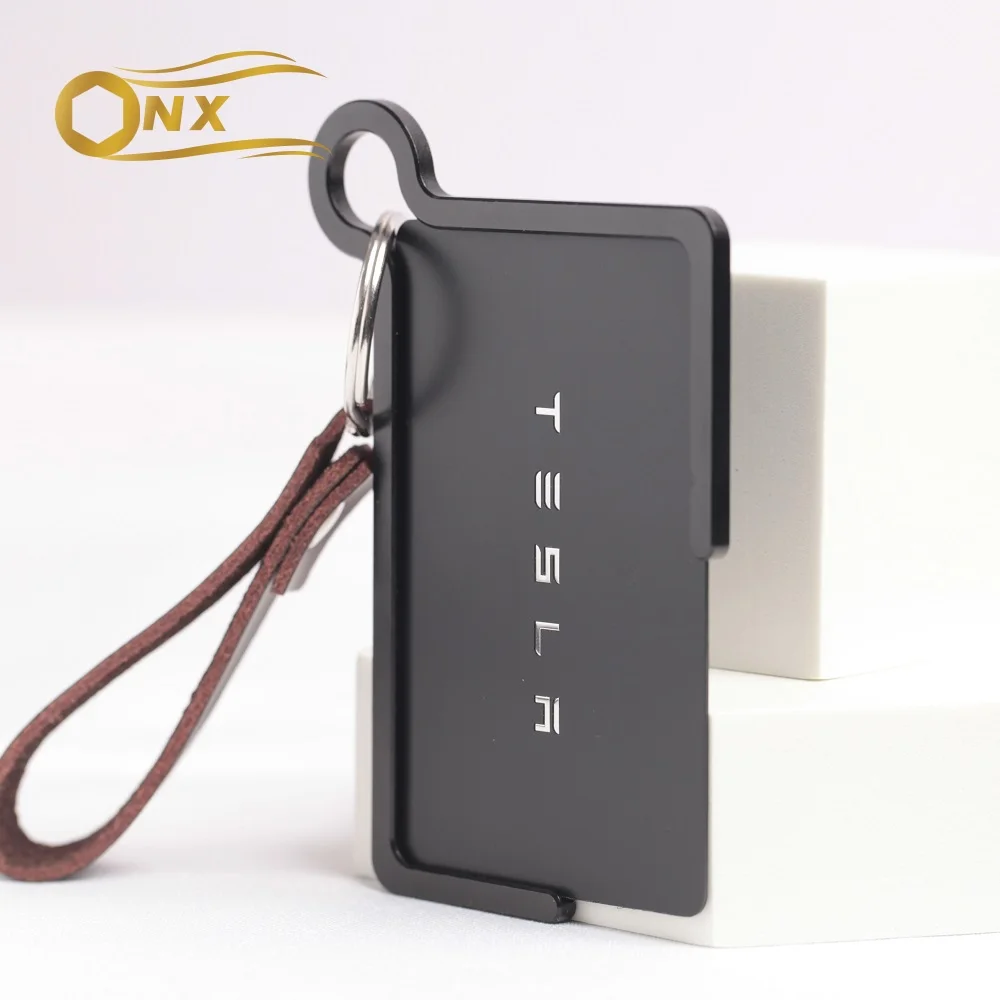 

Чехол для ключей Tesla, защитный чехол для ключей модели 3 Y, металлическая защитная сумка, кожаный ремешок, кольца для ключей