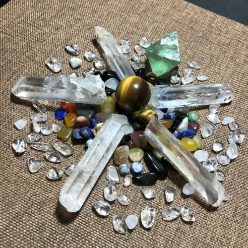 

Natural quartz crystal fluorite with tiger eye gravel crystal for home decoration