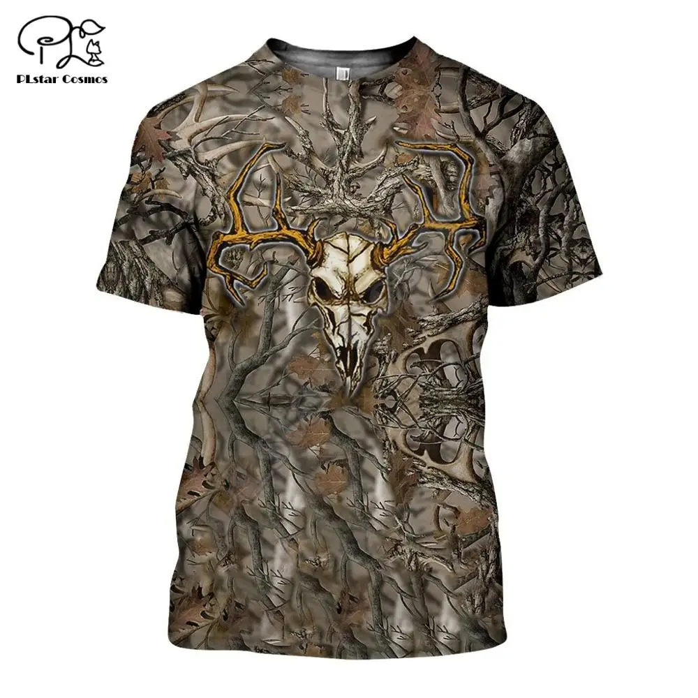 

PLstar Cosmos Animal Deer Bow Hunting Hunter Camo suit Harajuku Fashion 3D Printed Shorts Sleeves T-shirts Men/Women t shirts
