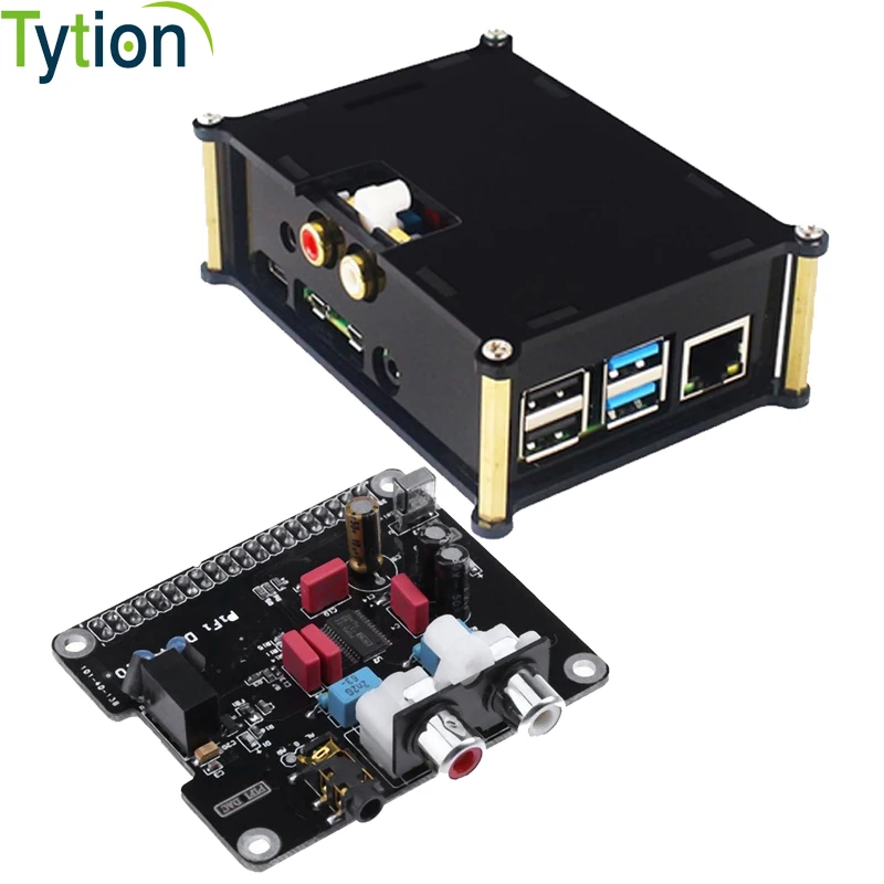 Placa de Expansão Raspberry pi 4b I2s Hifi Dac Placa de Som Digital Transmissão de Música Base Giratória com Capa de Acrílico Acessórios p/ quadro de demonstração