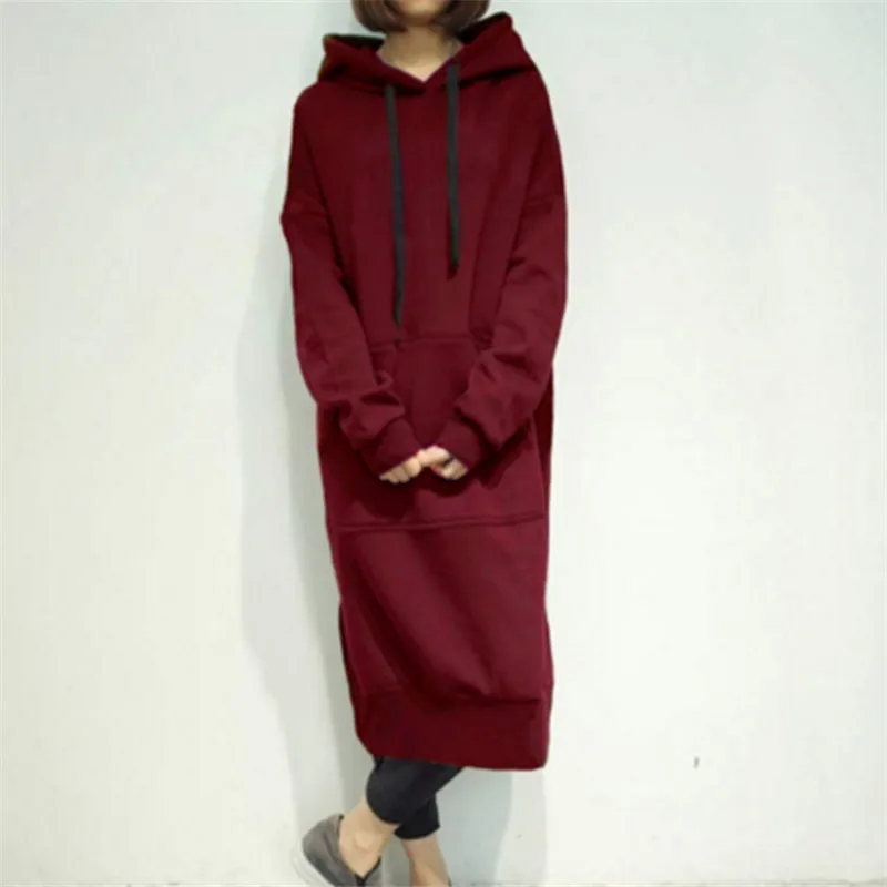 Осень Длинный свитшот с длинными рукавами платье 2019 зимние Для женщин