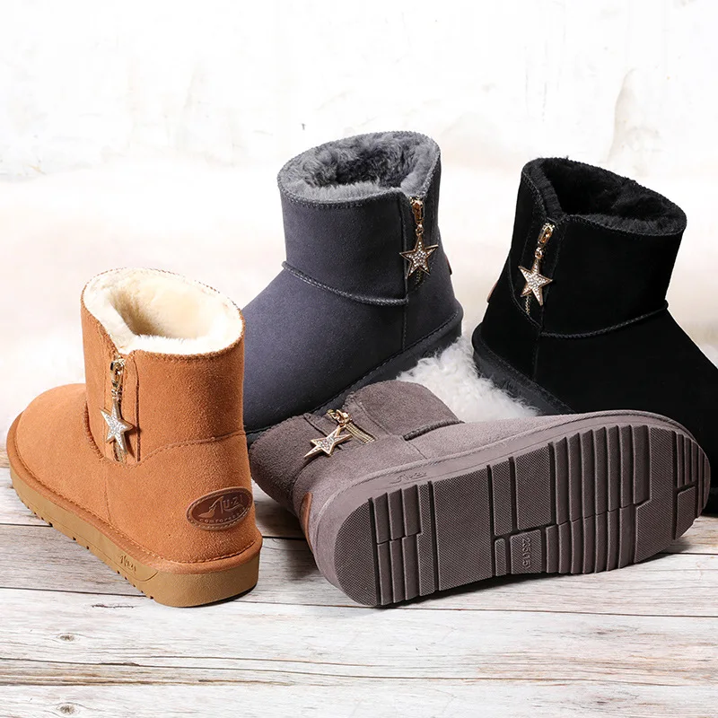 Зимние сапоги из натуральной кожи на меху женские ботинки наивысшего качества в