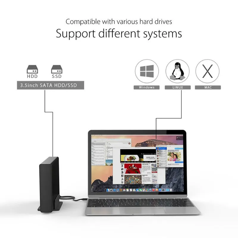 Корпус для внешнего жесткого диска ORICO 7688C3 3 5 дюйма USB 8 ТБ | Компьютеры и офис