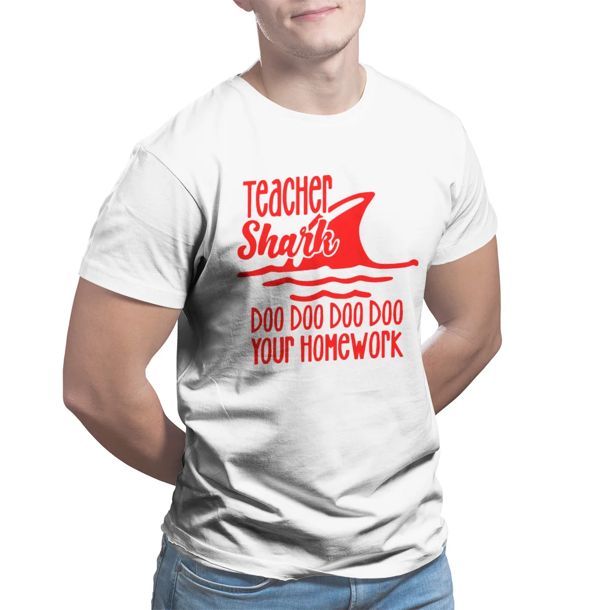 

Teacher shark doo doo doo Men's T-shirt Games Short Sleeve Round Collar Top quality Cool Mens Clothes 27714