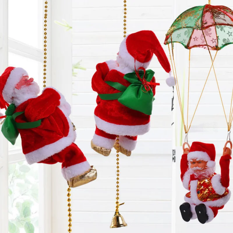 

Рождественский Декор Электрический Санта-Клаус подъем бусины лестница парашют экшн-фигурки куклы игрушки креативный Детский Рождественск...