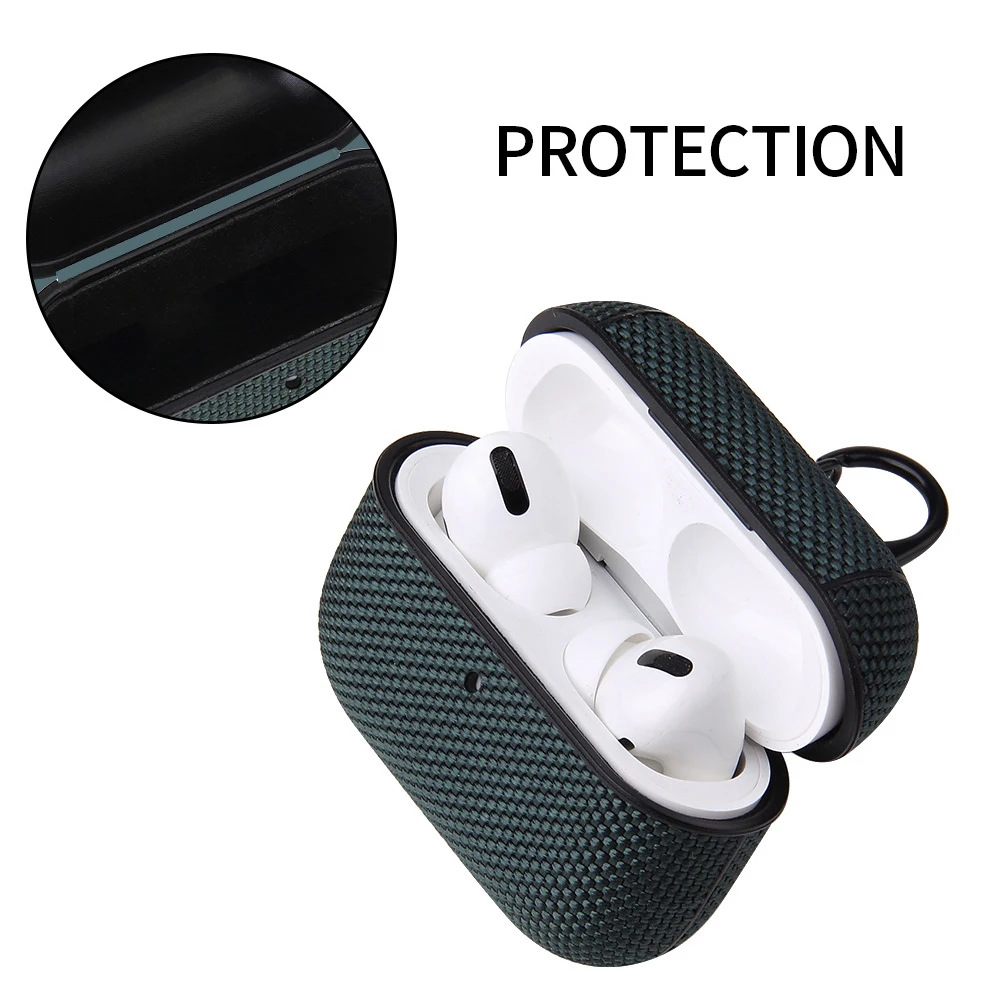 Тканевый ТПУ чехол для наушников AirPods Pro плетение анти-потеря противоударный с