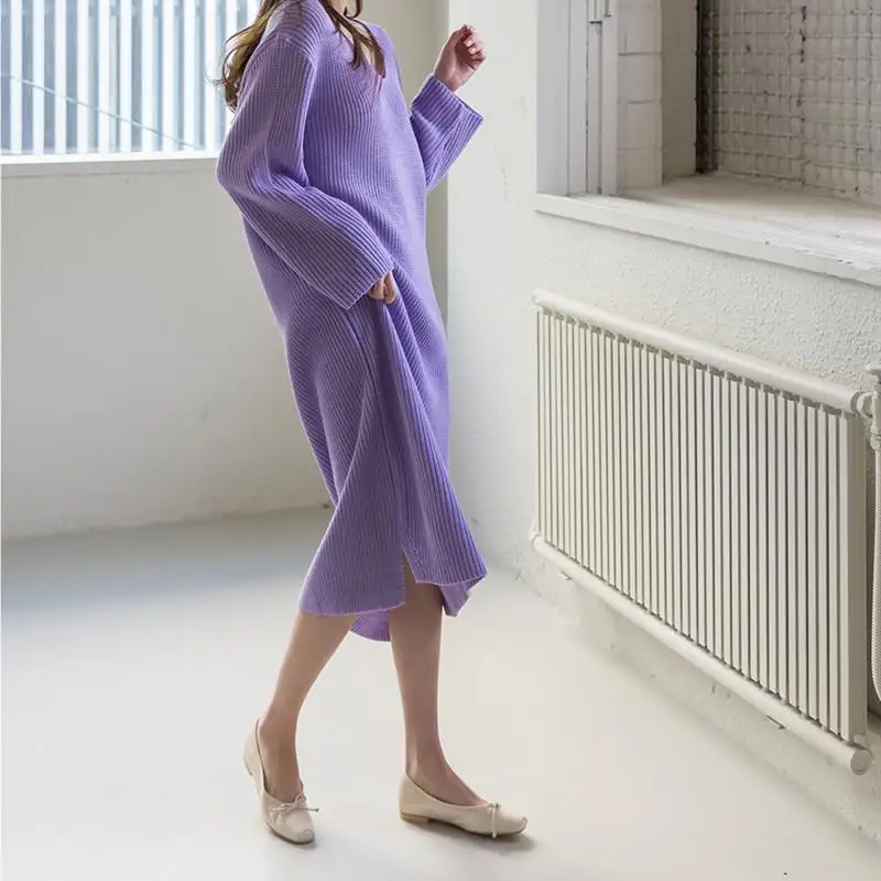 

2022 Casual Women with thickened high neck knit dress pz007