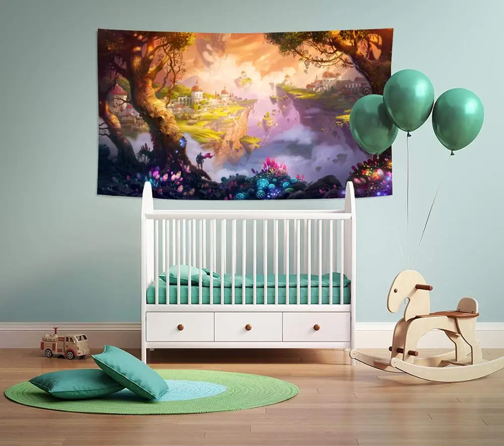 Simsant психоделический гобелен в виде грибов леса сказочный пейзаж ковер Замок