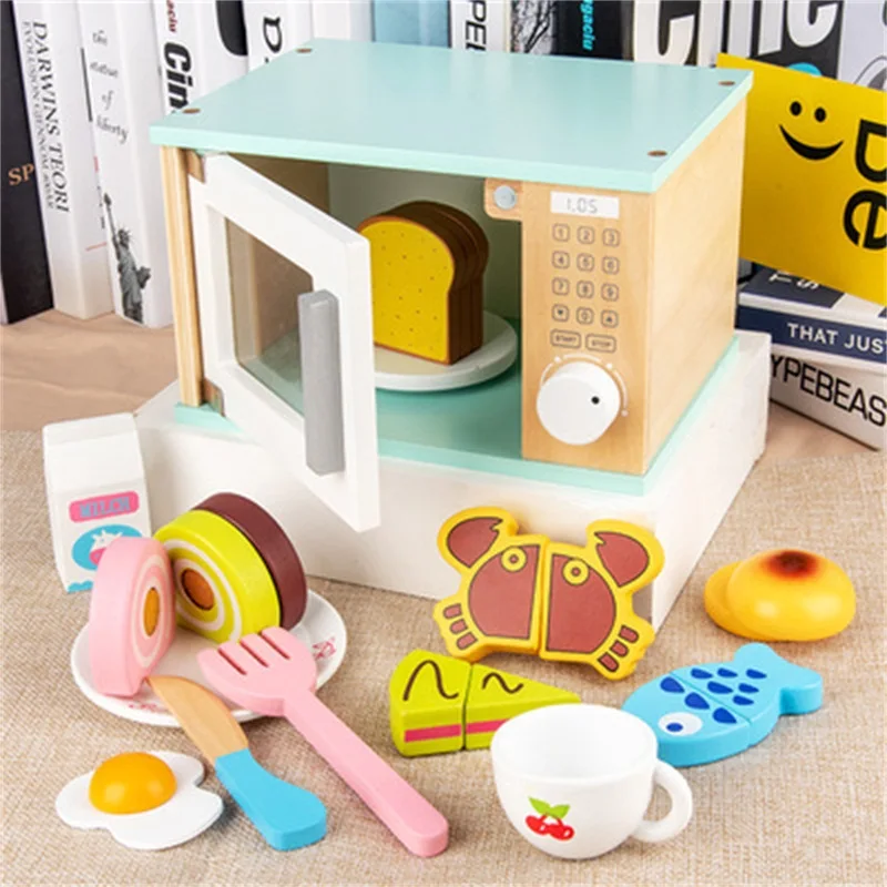 

Parent-child Exchange Wooden Kitchen Pretend Play Toy Simulation Wooden Coffee Machine Toaster Machine Baby Early Learning Toys