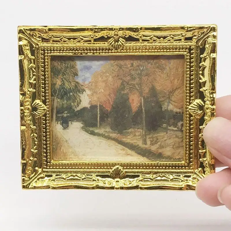 

1pc Diy Dollhouse Mini Oil Painting Dollshouse Miniature Scenery Decor Miniature 1:12 Miniatura Furniture F7X6