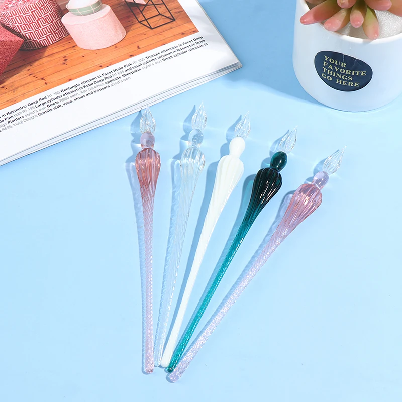 

Crystal Glass Dip Pen Set Non-carbon Ink Fountain Signature Pen Writing Tools Soda Lime Glass Pen