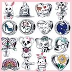 Новинка, серебро 925 пробы, подвеска в виде животного, сердца, Hamsa, оригинальный браслет Pandora, Изящные Ювелирные изделия, сделай сам, подарок