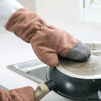 12pcs double side dishwashing gloves kitchen housework waterproof gloves brush pot bowls insulation glove