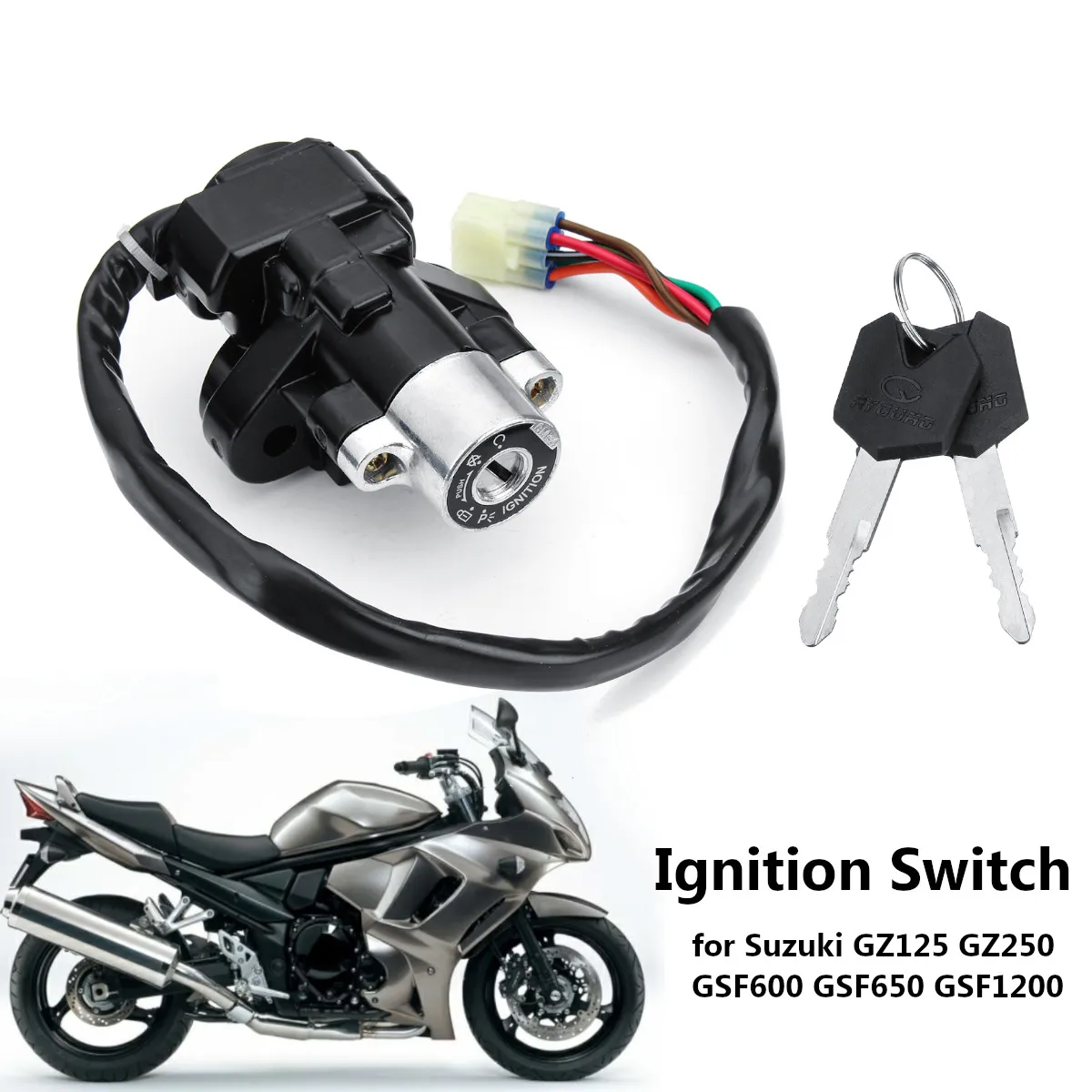 

Ignition Starter Switch Lock w/2 Keys for Suzuki GZ125 1998-2003/ GZ250 1999-2011/ GSF600 GSF650 GSF1200