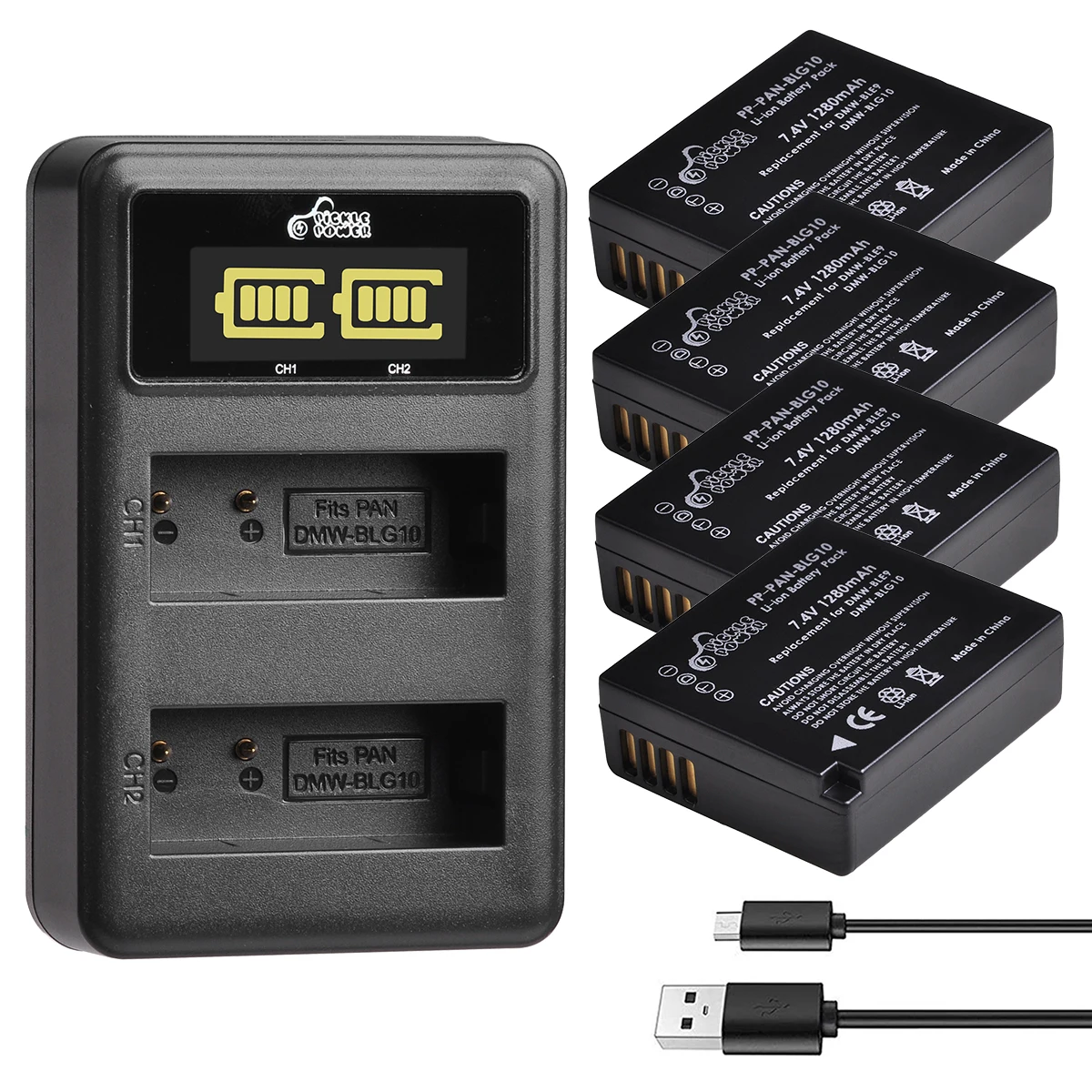 Pickle Power DMW-BLG10 BLG10E DMW-BLE9 Battery + LED Dual USB Charger для Panasonic DMC-ZS60 DMC-ZS100 GX7K | Электроника