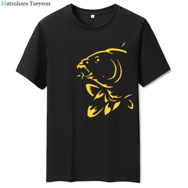 

Футболка мужская с забавным рисунком карпа, Спортивная тенниска рыбалки, Фишера и человека, повседневная майка свободного покроя с круглым ...