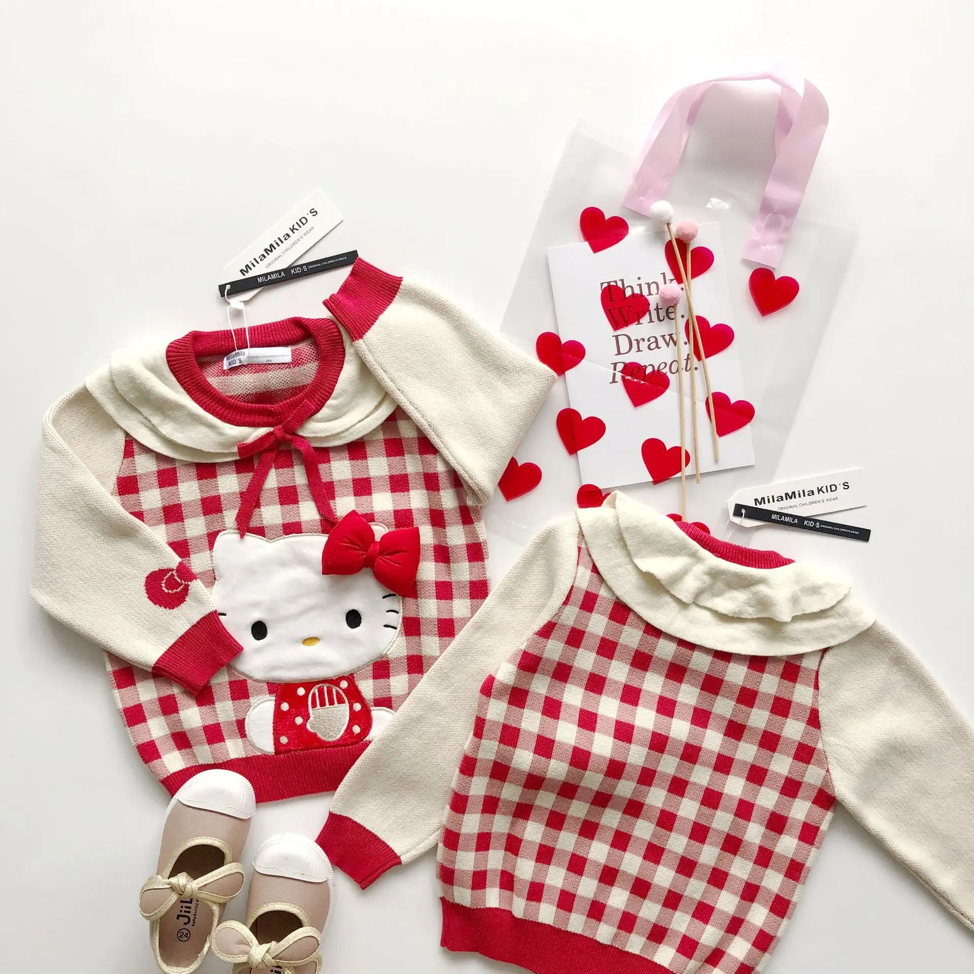 Tonytaobaby/осенне-зимняя одежда новая стильная одежда для маленьких девочек милый свитер с лацканами хлопковый красный свитер для девочек