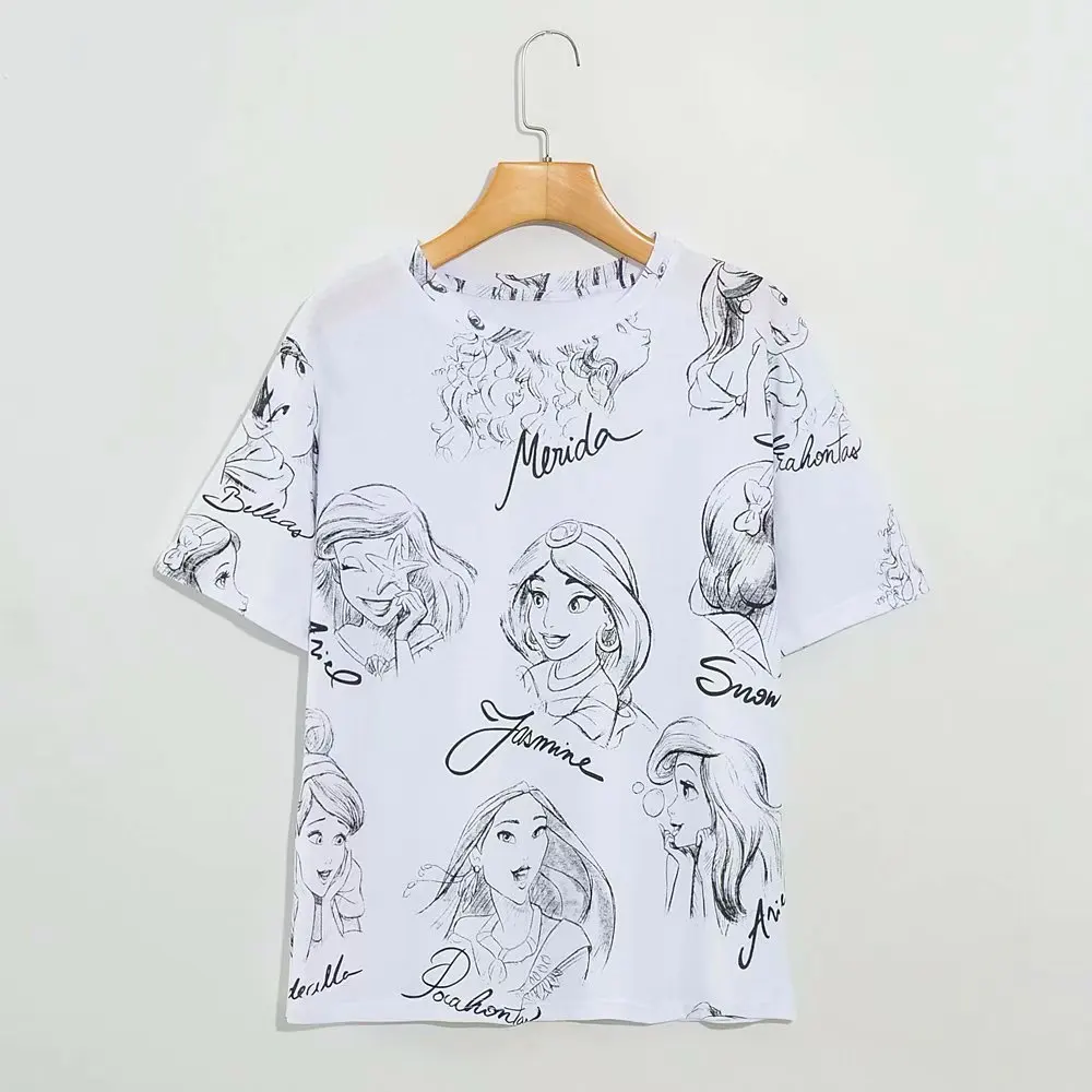 

Женские рубашки с коротким рукавом и круглым вырезом, с принтом