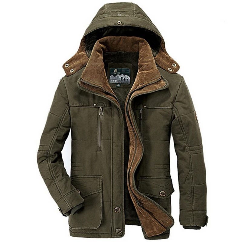 

Зимняя мужская куртка, утепленные куртки с хлопковой подкладкой в стиле милитари, Мужская ветровка с капюшоном, парки, пальто размером 5XL, 6XL,...