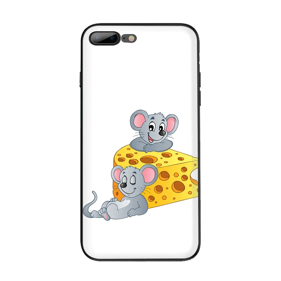 Чехол для мобильного телефона из ТПУ для iPhone 11 Pro XR X XS Max iPhone 7 8 6 6s Plus 5 5S SE, чехол с милой мультяшной мышкой с сыром