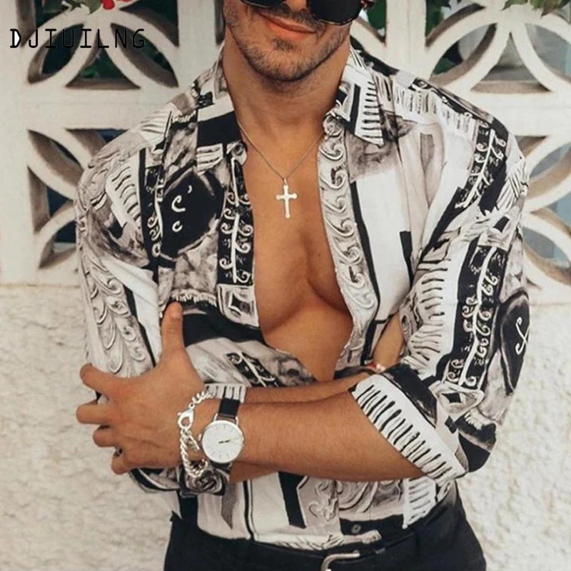 Рубашка мужская с длинным рукавом Повседневная модная блуза свободного покроя