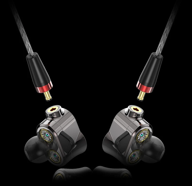 Динамический наушник двойной блок драйвер DIY HIFI бас сабвуфер с микрофоном кабель