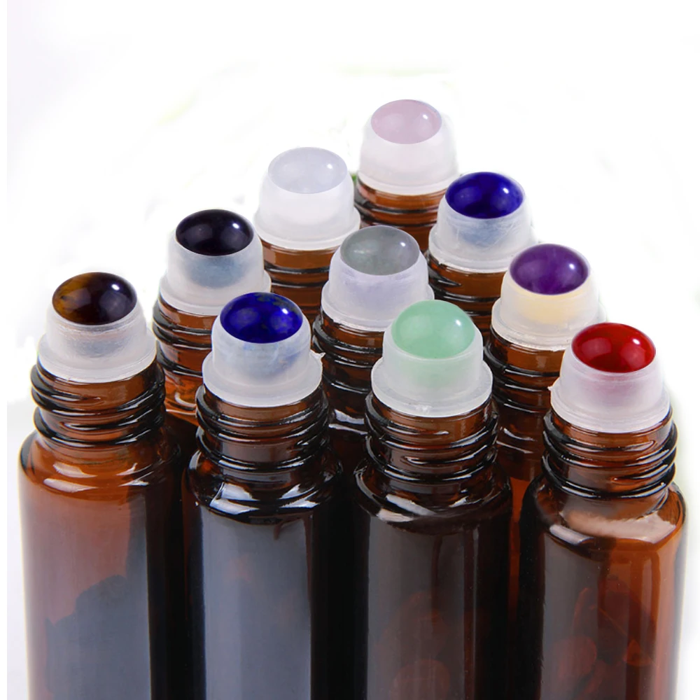 10 шт. портативный ролик из янтарного стекла роллер бутылочки для эфирного масла