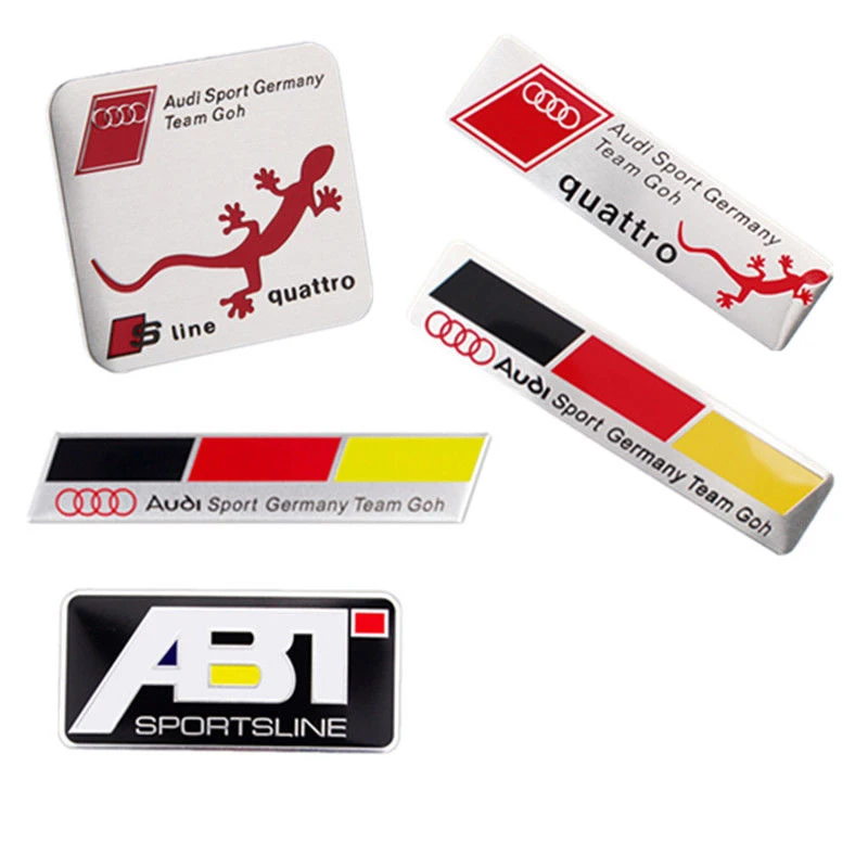 

Алюминиевая Эмблема для кузова автомобиля, 3D металлическая наклейка для Audi Quattro Sport ABT RS, модифицированный спортивный логотип, автомобильные...