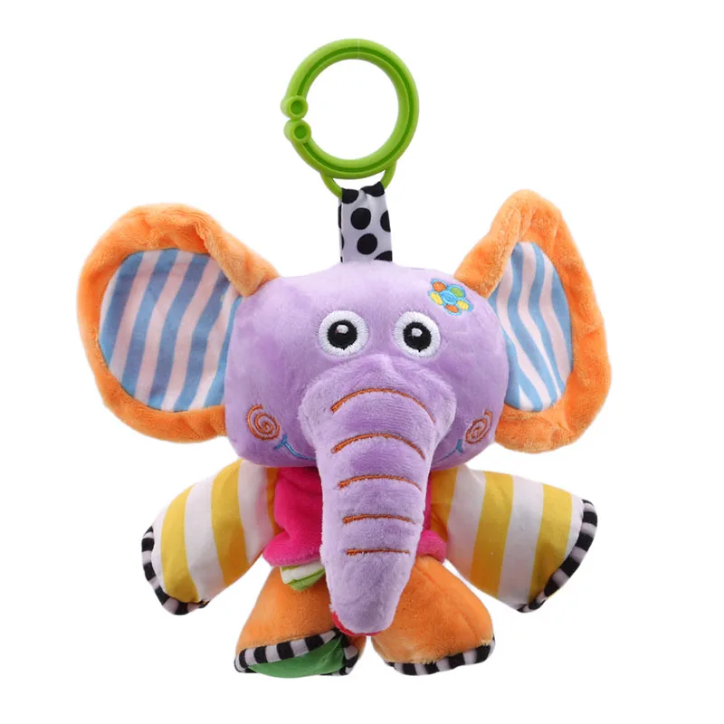 

Baby Animal Cartoon Rattle Bed Stroller Musical Pull Bell Baby Educational Toy Shock Rattles Soft Cute Toys High Quality 2021