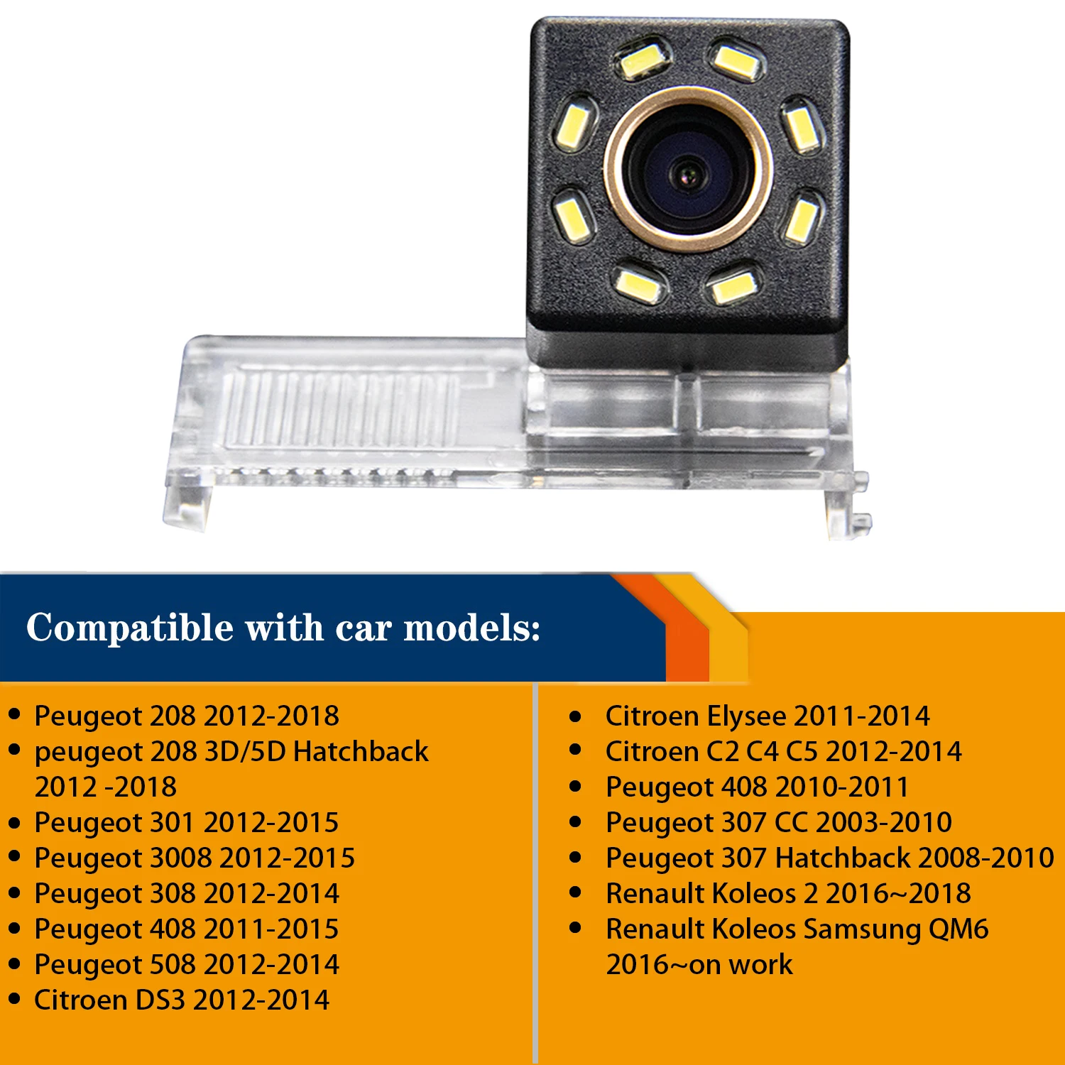 Камера заднего вида HD со светодиодной подсветкой для Renault Koleos 2 II Samsung QM6