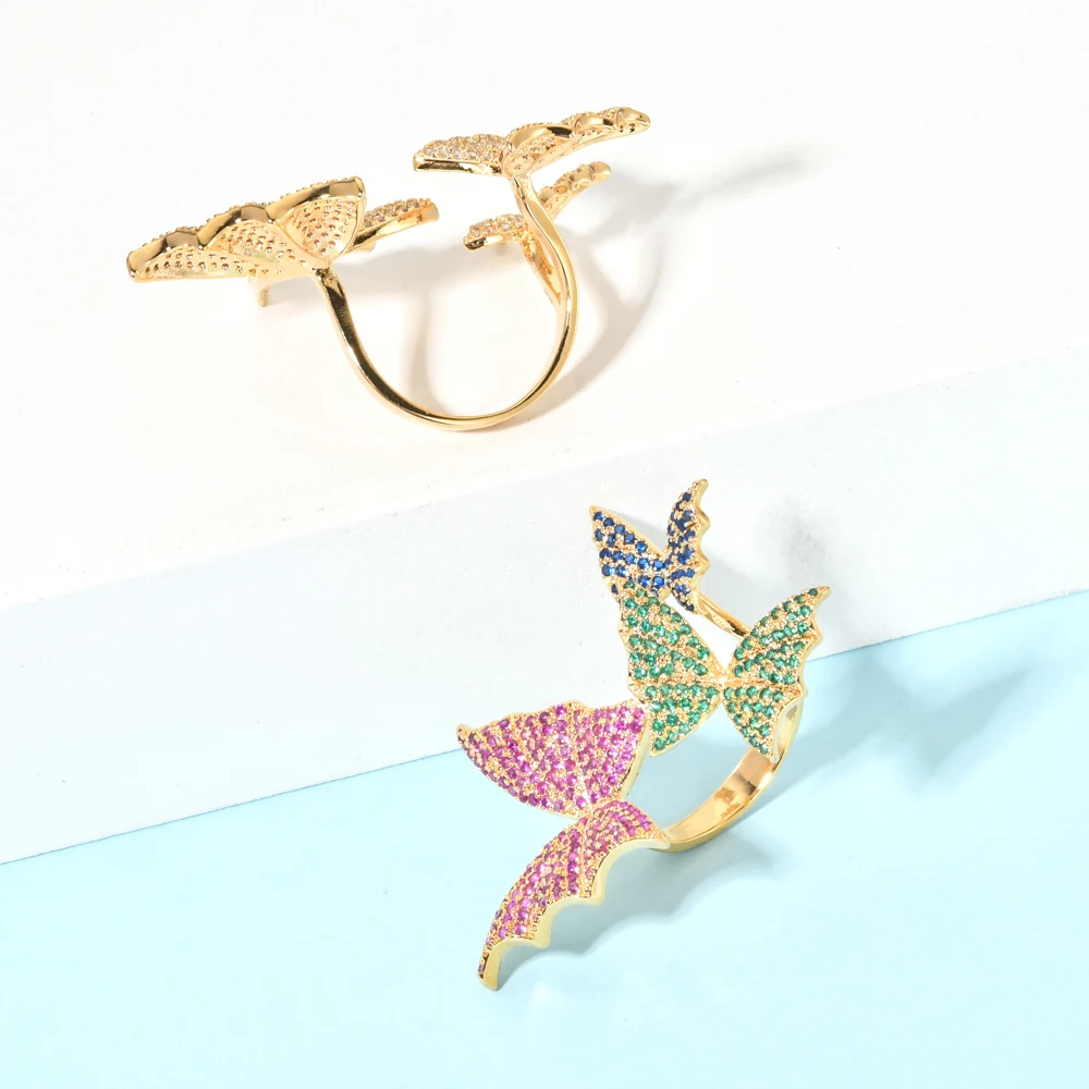 Европейский и американский модный кольцо с бабочкой в ярких цветах, подходящее для женщин / девушек на свадебные вечеринки в качестве подарка, модель JZ-055.