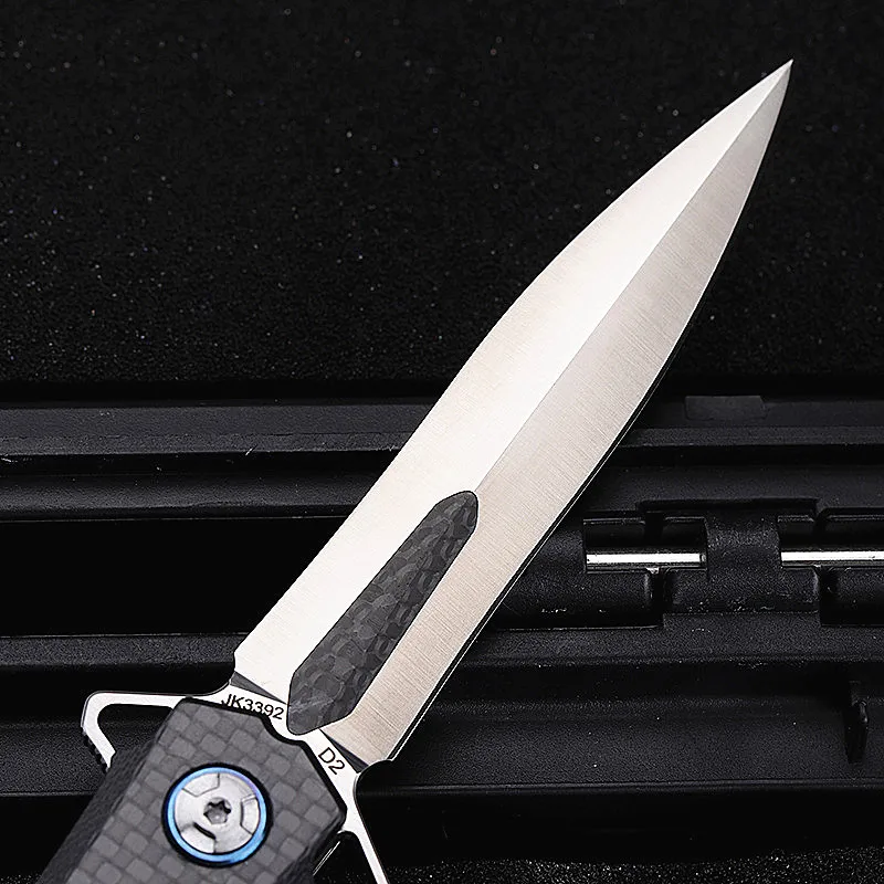 Beli Baru Gratis Pengiriman Outdoor Tempur Taktis Pisau Lipat Self-Pertahanan Survival Camping G10 Carbon Fiber Portable Berburu Pisau