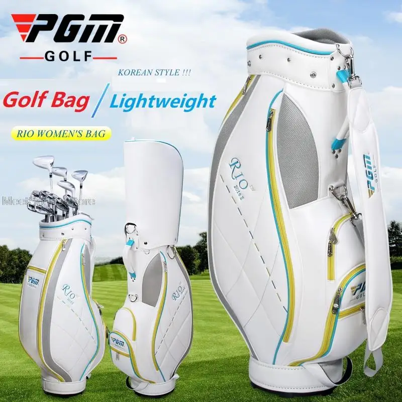 Pgm Women Golf Bag Quality Pu Golf Clubs Pack Waterproof Golf Standard Bag Can Hold All Sets Balls Aviation Airbag Anti-Friction